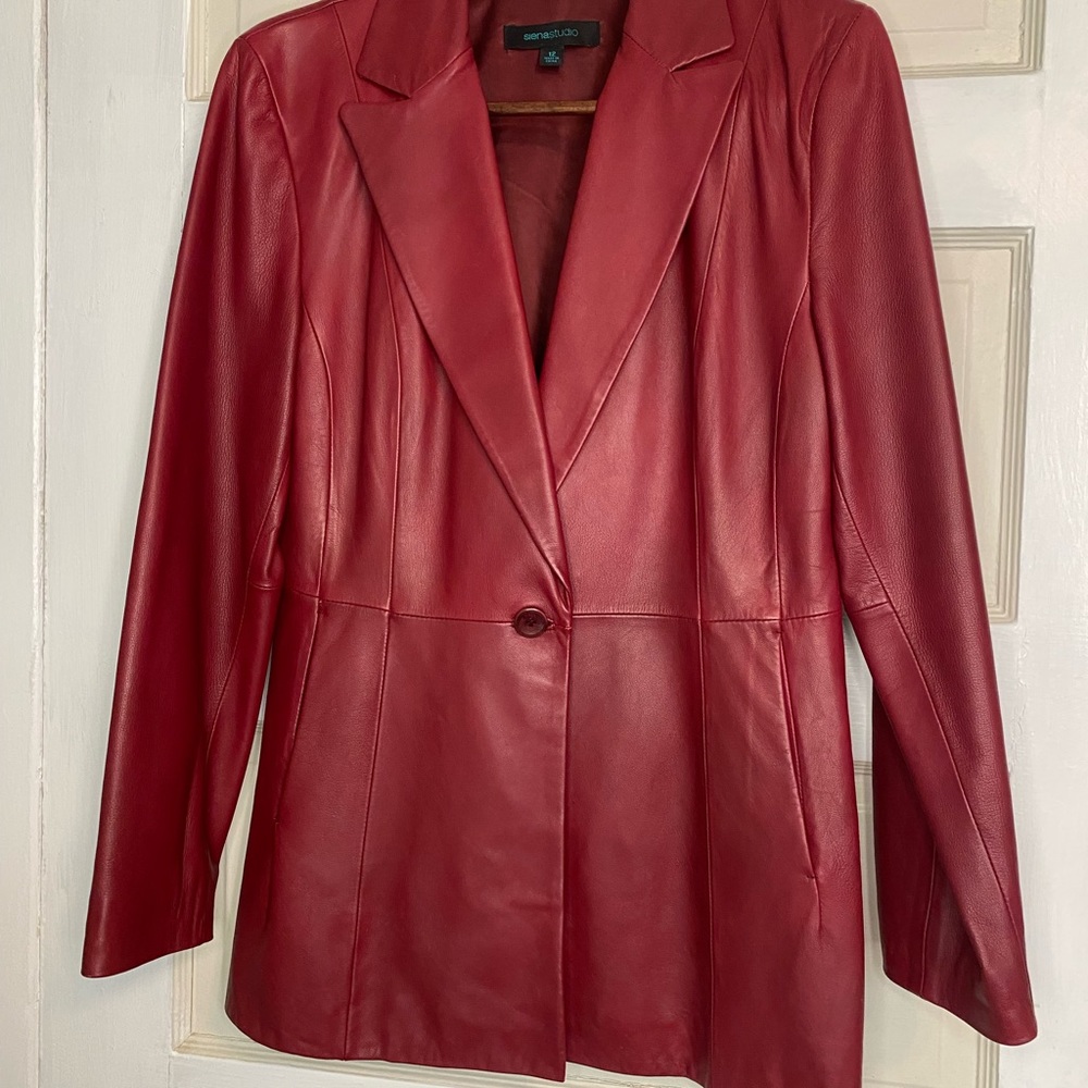 Vintage Red Leather Blazer Size 12